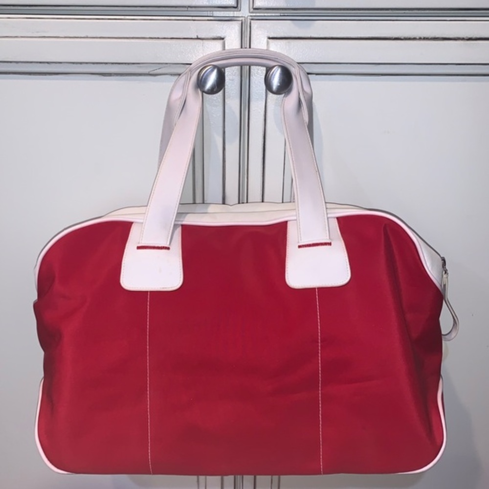 2 n 1 vintage Estée Lauder red travel bag and tote